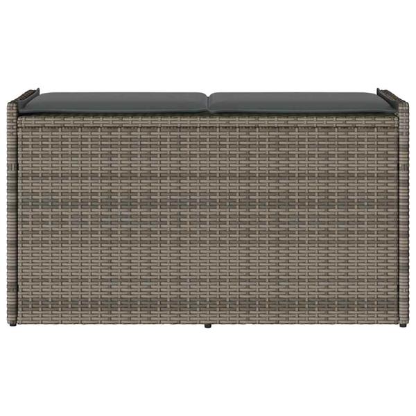 Grote foto vidaxl opbergbank met kussen voor buiten 100 cm poly rattan grijs tuin en terras tuinmeubelen