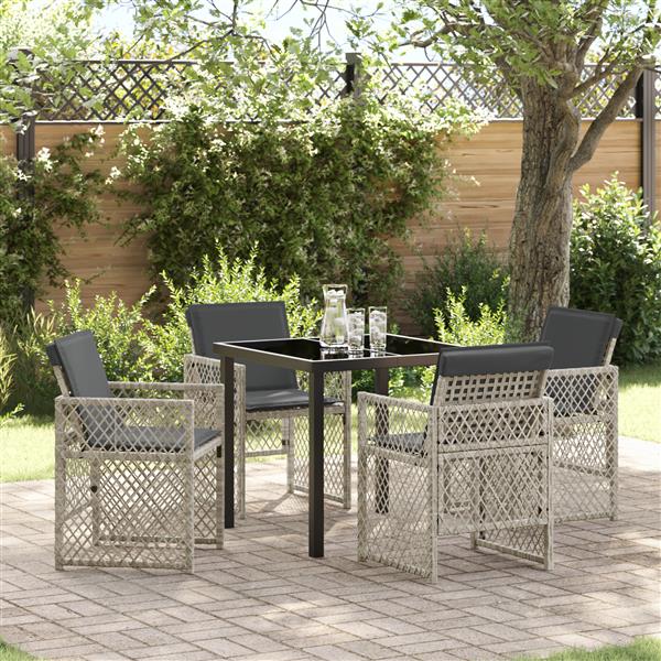 Grote foto vidaxl tuin eetset 5 pcs lichtgrijs poly rattan tuin en terras tuinmeubelen