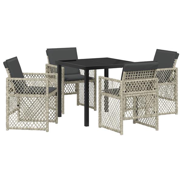 Grote foto vidaxl tuin eetset 5 pcs lichtgrijs poly rattan tuin en terras tuinmeubelen