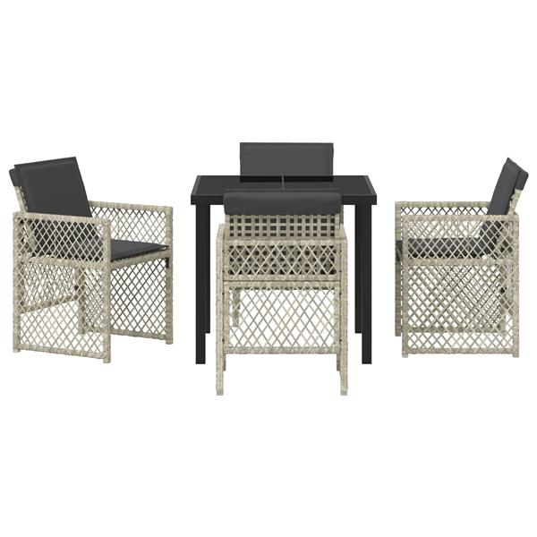 Grote foto vidaxl tuin eetset 5 pcs lichtgrijs poly rattan tuin en terras tuinmeubelen