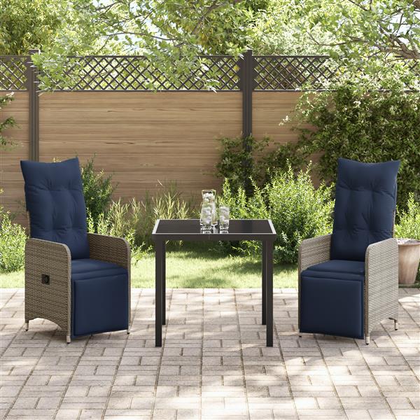 Grote foto vidaxl tuin eetset 3 pcs grijs poly rattan tuin en terras tuinmeubelen