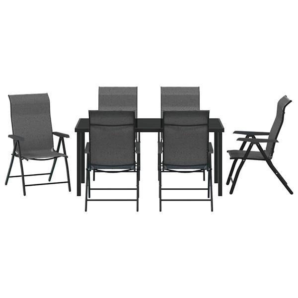 Grote foto vidaxl tuin eetset in hoogte verstelbaar 7 pcs grijs poly riet tuin en terras tuinmeubelen