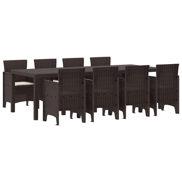 Grote foto vidaxl tuin eetset 9 pcs bruin polt riet tuin en terras tuinmeubelen