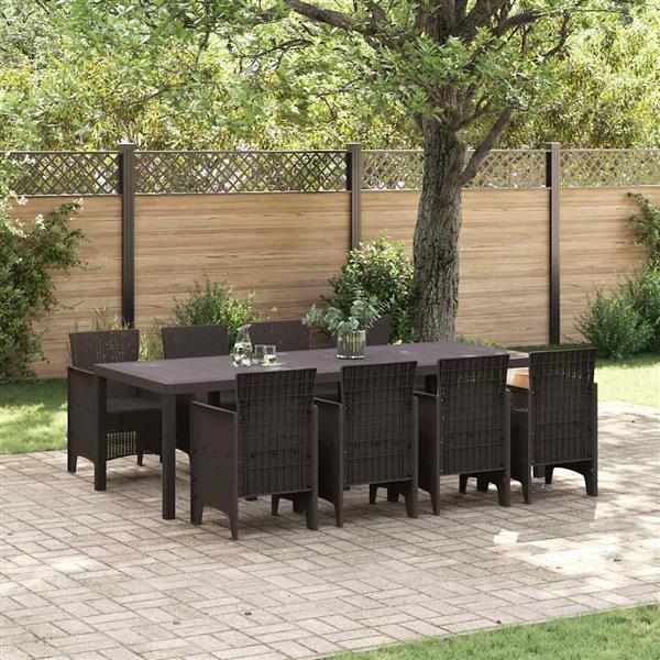 Grote foto vidaxl tuin eetset 9 pcs bruin polt riet tuin en terras tuinmeubelen