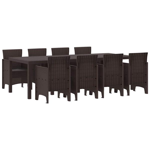 Grote foto vidaxl tuin eetset 9 pcs bruin polt riet tuin en terras tuinmeubelen
