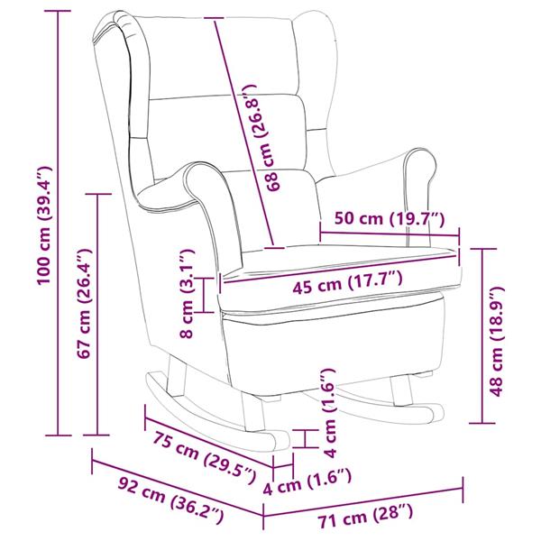 Grote foto vidaxl schommelstoel 71 x 92 x 100 cm 100 polyester multiplex huis en inrichting stoelen