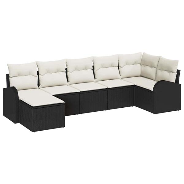Grote foto vidaxl tuin sofa set 7 pcs zwart poly riet tuin en terras tuinmeubelen