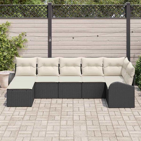 Grote foto vidaxl tuin sofa set 7 pcs zwart poly riet tuin en terras tuinmeubelen