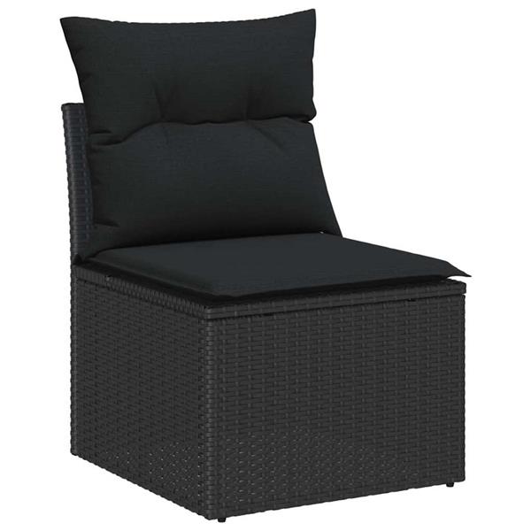 Grote foto vidaxl tuin sofa set met kussen 6 pcs zwart poly riet tuin en terras tuinmeubelen