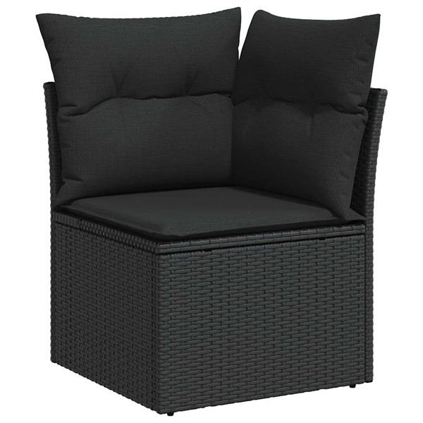 Grote foto vidaxl tuin sofa set met kussen 6 pcs zwart poly riet tuin en terras tuinmeubelen