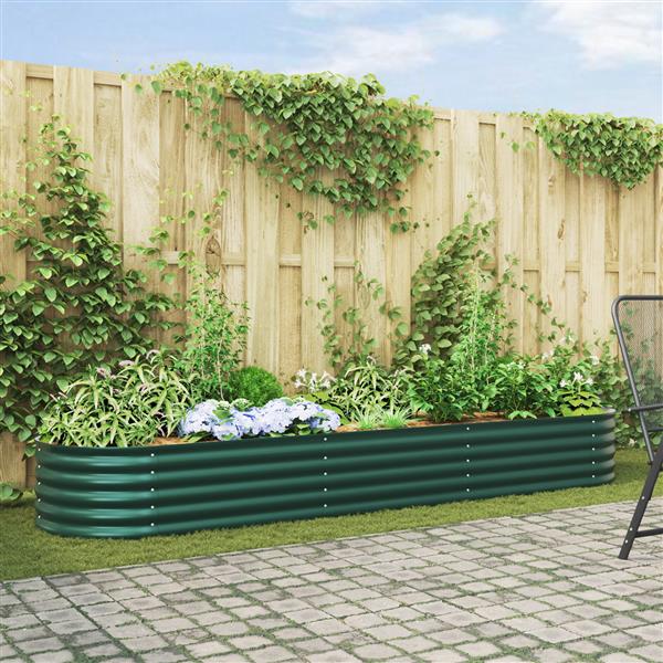 Grote foto vidaxl verhoogde plantenbak groen 320 x 80 x 44 cm staal tuin en terras overige tuin en terras
