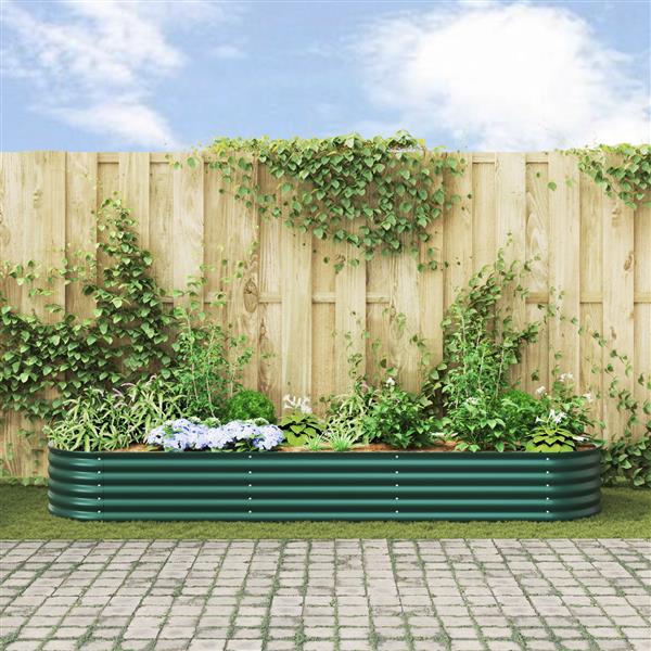 Grote foto vidaxl verhoogde plantenbak groen 320 x 80 x 44 cm staal tuin en terras overige tuin en terras
