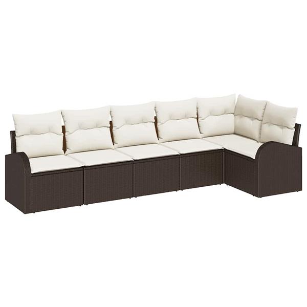 Grote foto vidaxl tuin sofa set met kussen 6 pcs zwart en wit poly riet tuin en terras tuinmeubelen