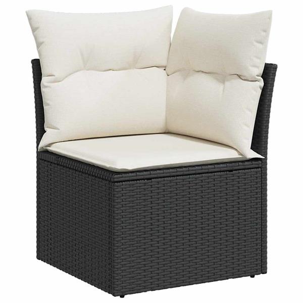 Grote foto vidaxl tuin sofa set met kussen 6 pcs zwart wit poly riet tuin en terras tuinmeubelen