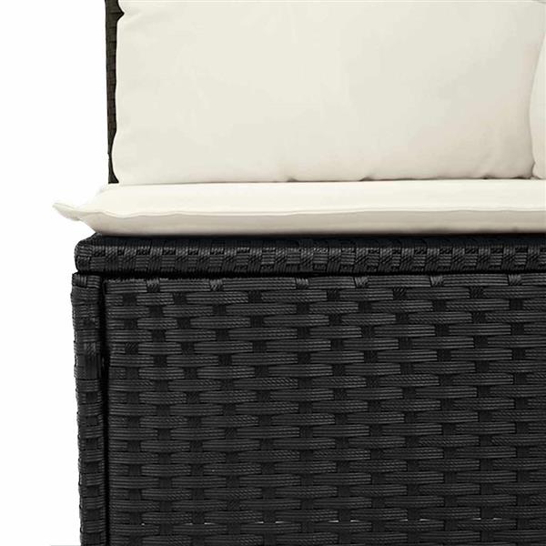 Grote foto vidaxl tuin sofa set met kussen 6 pcs zwart wit poly riet tuin en terras tuinmeubelen