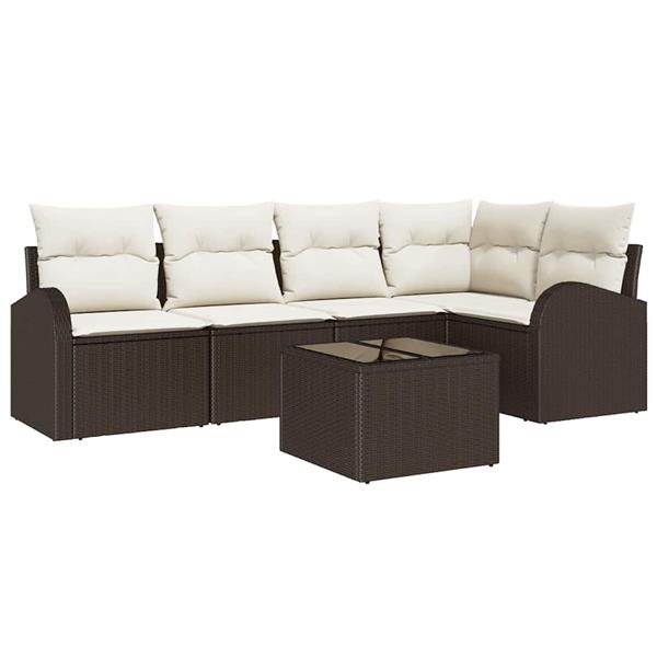 Grote foto vidaxl tuin sofa set met kussen 6 pcs zwart en wit poly riet tuin en terras tuinmeubelen