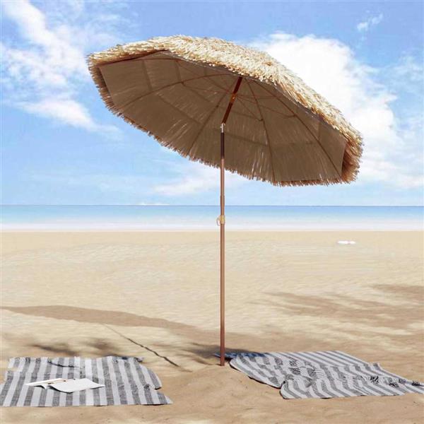 Grote foto vidaxl strandparasol bruin 160 x 196 cm staal tuin en terras overige tuin en terras