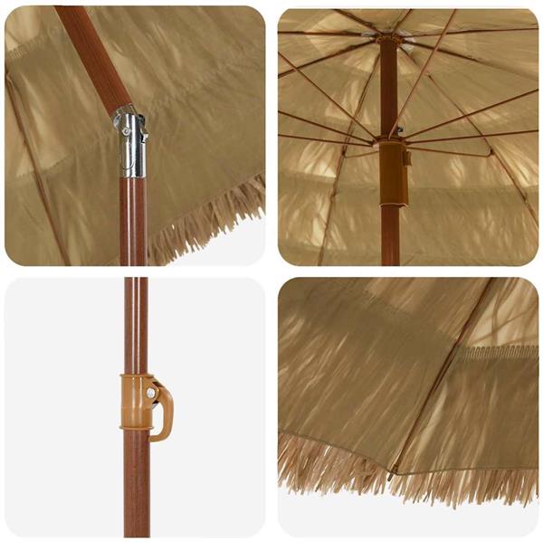 Grote foto vidaxl strandparasol bruin 160 x 196 cm staal tuin en terras overige tuin en terras
