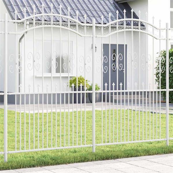 Grote foto vidaxl tuinhek wit 215 cm poedergecoat staal tuin en terras hekken en schuttingen