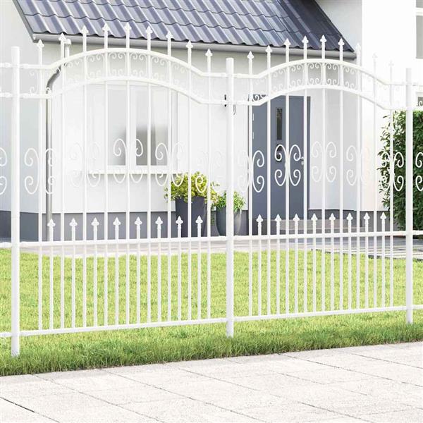 Grote foto vidaxl tuinhek wit 190 cm poedergecoat staal tuin en terras hekken en schuttingen