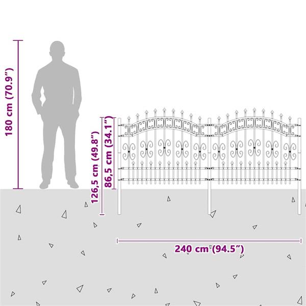 Grote foto vidaxl tuinhek wit 140 cm poedergecoat staal tuin en terras hekken en schuttingen
