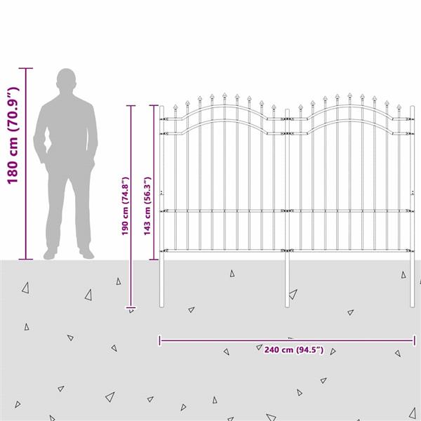 Grote foto vidaxl tuin hek wit 190 cm poedergecoat staal tuin en terras hekken en schuttingen