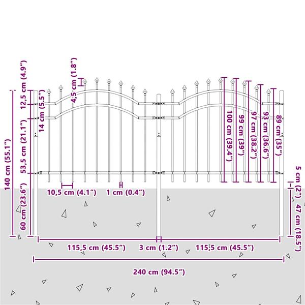 Grote foto vidaxl tuin hek wit 140 cm poedergecoat staal tuin en terras hekken en schuttingen