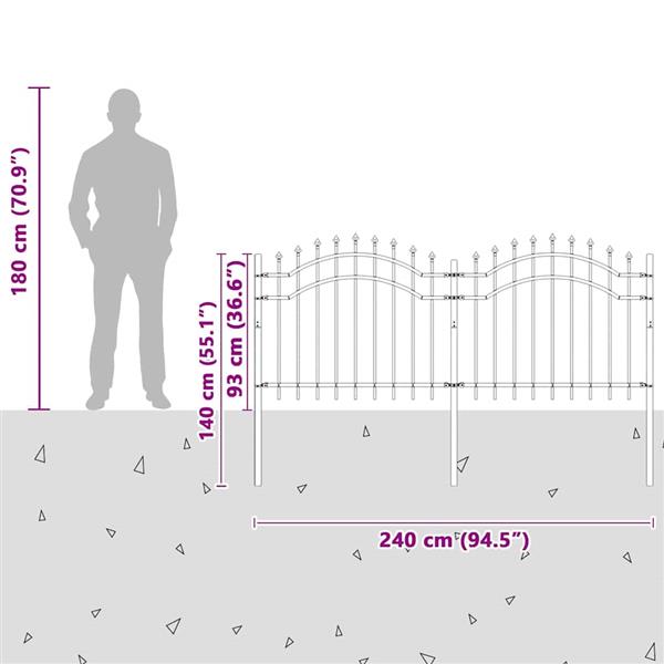 Grote foto vidaxl tuin hek wit 140 cm poedergecoat staal tuin en terras hekken en schuttingen
