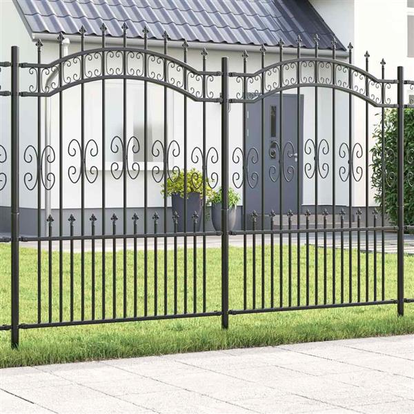 Grote foto vidaxl tuinhek grijs 190 cm poedergecoat staal tuin en terras hekken en schuttingen