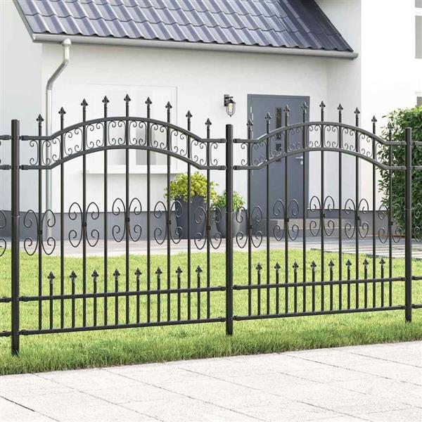 Grote foto vidaxl tuinhek grijs 165 cm poedergecoat staal tuin en terras hekken en schuttingen