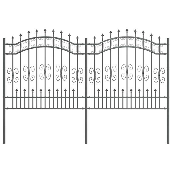 Grote foto vidaxl tuinhek grijs 165 cm poedergecoat staal tuin en terras hekken en schuttingen