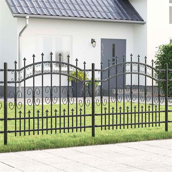 Grote foto vidaxl tuinhek grijs 140 cm poedergecoat staal tuin en terras hekken en schuttingen