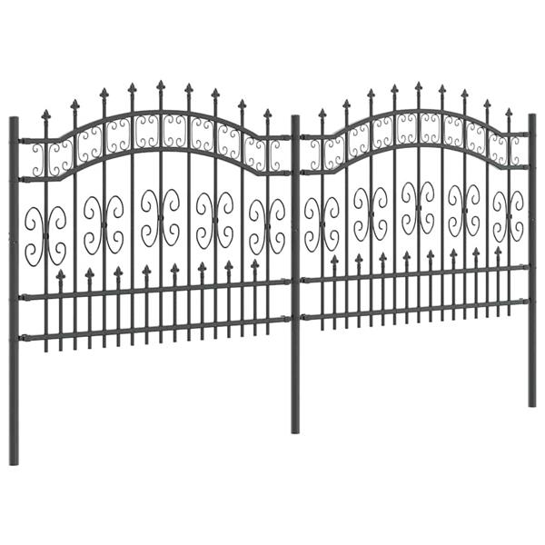 Grote foto vidaxl tuinhek grijs 140 cm poedergecoat staal tuin en terras hekken en schuttingen