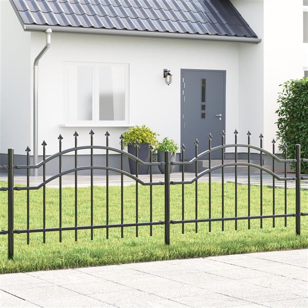 Grote foto vidaxl tuin hek grijs 115 cm poedergecoat staal tuin en terras hekken en schuttingen