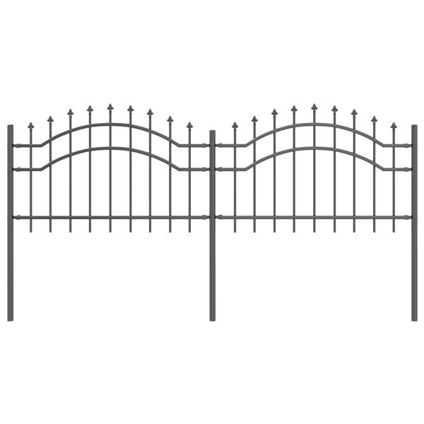 Grote foto vidaxl tuin hek grijs 115 cm poedergecoat staal tuin en terras hekken en schuttingen
