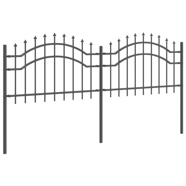 Grote foto vidaxl tuin hek grijs 115 cm poedergecoat staal tuin en terras hekken en schuttingen
