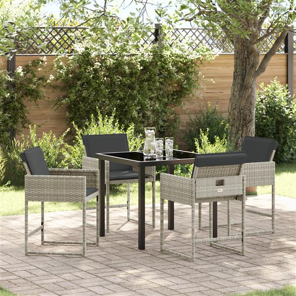 Grote foto vidaxl tuin eetset 5 pcs lichtgrijs poly rattan tuin en terras tuinmeubelen