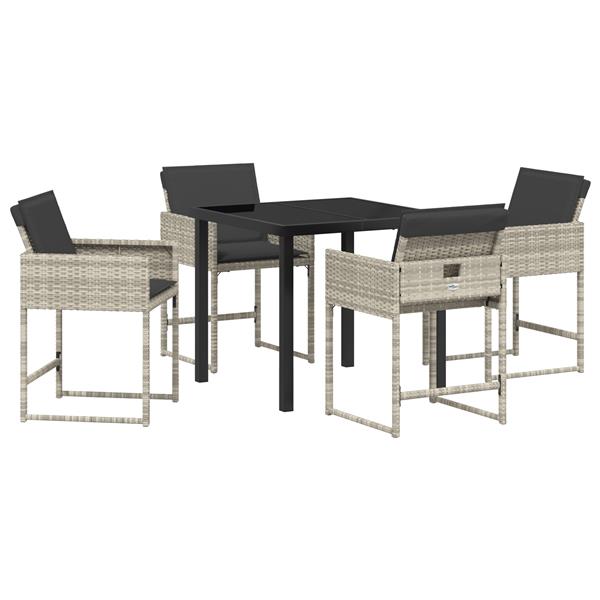 Grote foto vidaxl tuin eetset 5 pcs lichtgrijs poly rattan tuin en terras tuinmeubelen
