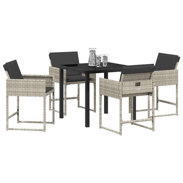 Grote foto vidaxl tuin eetset 5 pcs lichtgrijs poly rattan tuin en terras tuinmeubelen