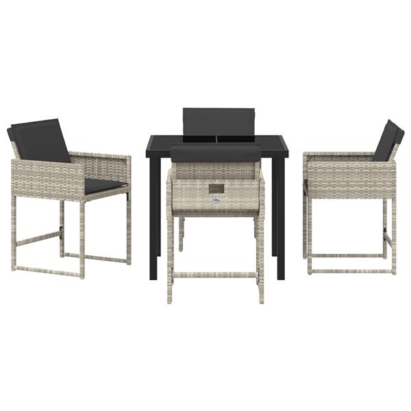 Grote foto vidaxl tuin eetset 5 pcs lichtgrijs poly rattan tuin en terras tuinmeubelen