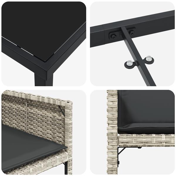 Grote foto vidaxl tuin eetset 5 pcs lichtgrijs poly rattan tuin en terras tuinmeubelen