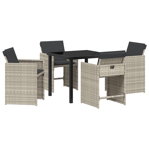 Grote foto vidaxl tuin eetset 5 pcs lichtgrijs poly rattan tuin en terras tuinmeubelen