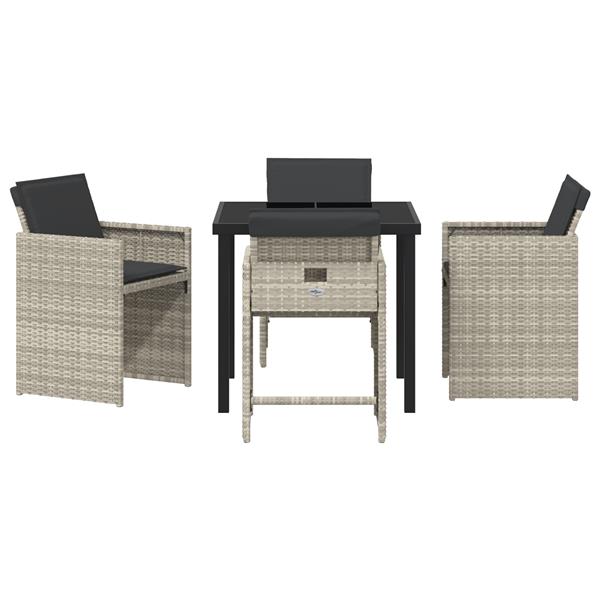 Grote foto vidaxl tuin eetset 5 pcs lichtgrijs poly rattan tuin en terras tuinmeubelen