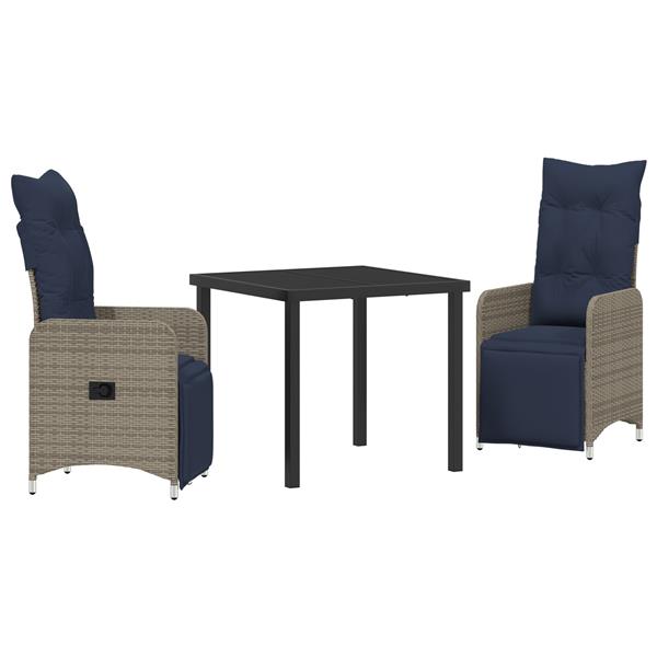 Grote foto vidaxl tuin eetset 3 pcs grijs poly rattan tuin en terras tuinmeubelen