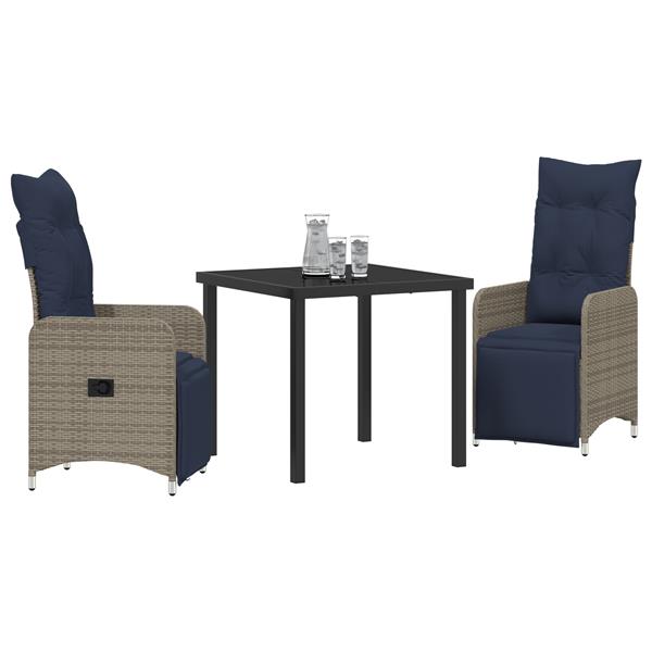 Grote foto vidaxl tuin eetset 3 pcs grijs poly rattan tuin en terras tuinmeubelen