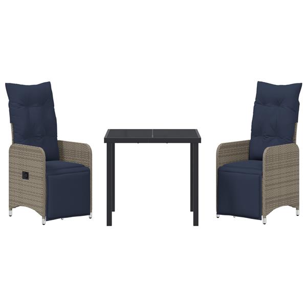 Grote foto vidaxl tuin eetset 3 pcs grijs poly rattan tuin en terras tuinmeubelen