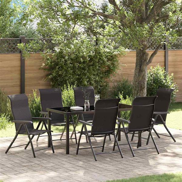 Grote foto vidaxl tuin eetset in hoogte verstelbaar 7 pcs zwarte koffie poly riet tuin en terras tuinmeubelen