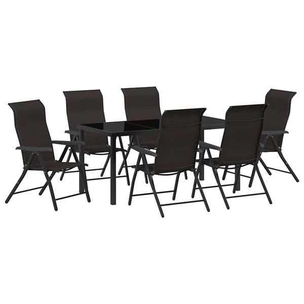 Grote foto vidaxl tuin eetset in hoogte verstelbaar 7 pcs zwarte koffie poly riet tuin en terras tuinmeubelen