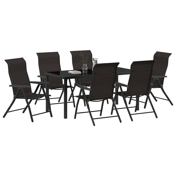 Grote foto vidaxl tuin eetset in hoogte verstelbaar 7 pcs zwarte koffie poly riet tuin en terras tuinmeubelen