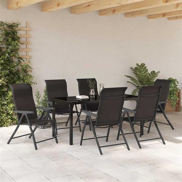 Grote foto vidaxl tuin eetset in hoogte verstelbaar 7 pcs zwarte koffie poly riet tuin en terras tuinmeubelen